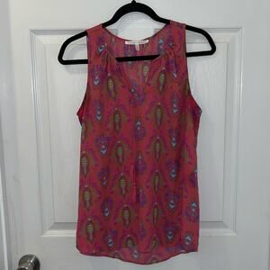 Violet + Claire M paisley thin‎ Tank Blouse maroon summer basic